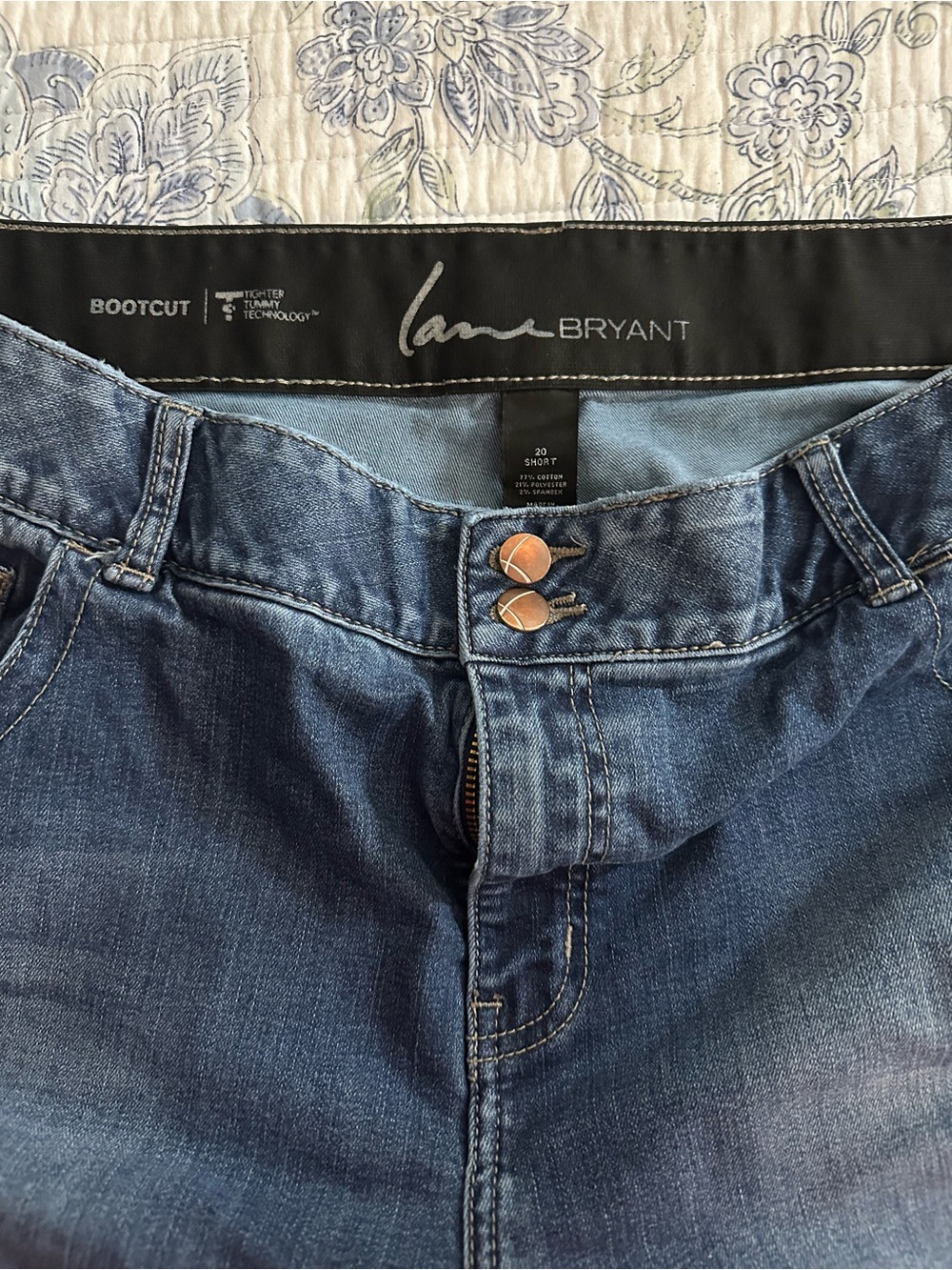 Lane Bryant Dark Blue Bootcut Jeans with Dual Button Waist